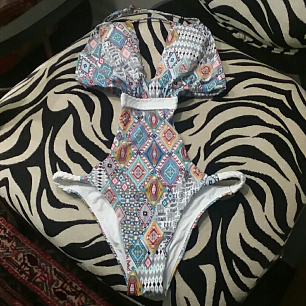 Red Carter Azteca Print Monokini One Piece